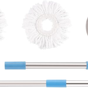 Mop Pole Handle with 2 Replacement Mop Heads 360º Rotating, Telescopic bar
