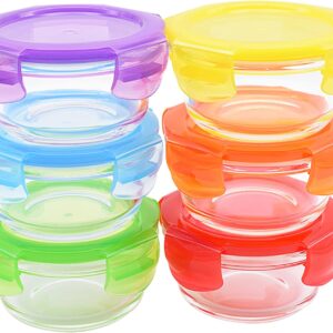 Baby Food Storage Containers Set Freezer Food Pots Weaning Bowls Cubes Glass Mini Boxes 200ml x 6PCS