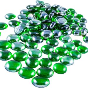 Glass Pebbles for Decoration in Fish Tanks, Aquariums, and Vases - Green 80 PCS