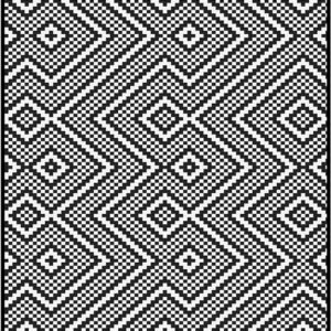 Outdoor Rug Waterproof Lightweight Foldable Plastic Reversible Mat (210x150cm - Black & White)