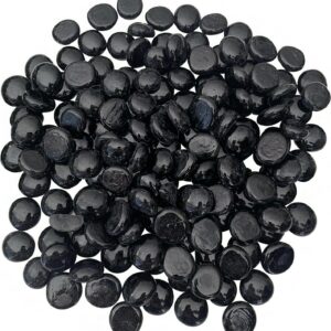 Glass Pebbles for Decoration in Fish Tanks, Aquariums, Vases - Black 80 PCS